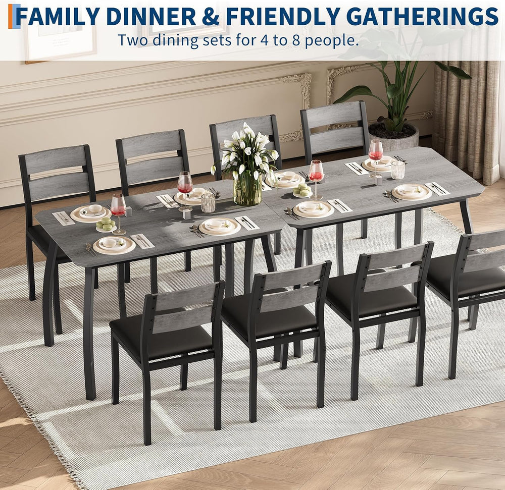 IDEALHOUSE Dining Table Set for 4 Modern Kitchen Table and Chairs Set with Ch...