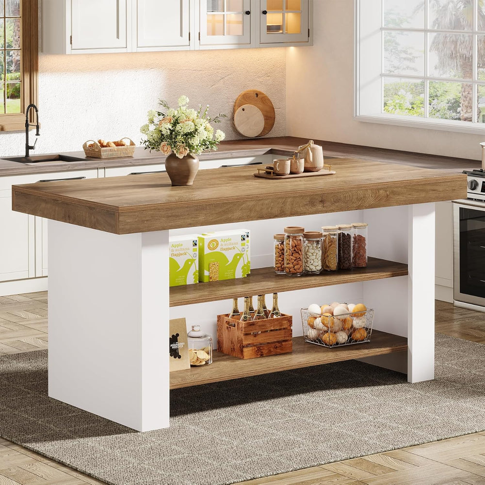 Tribesigns 55-Inch Kitchen Island with Storage, Farmhouse Center Island Table...