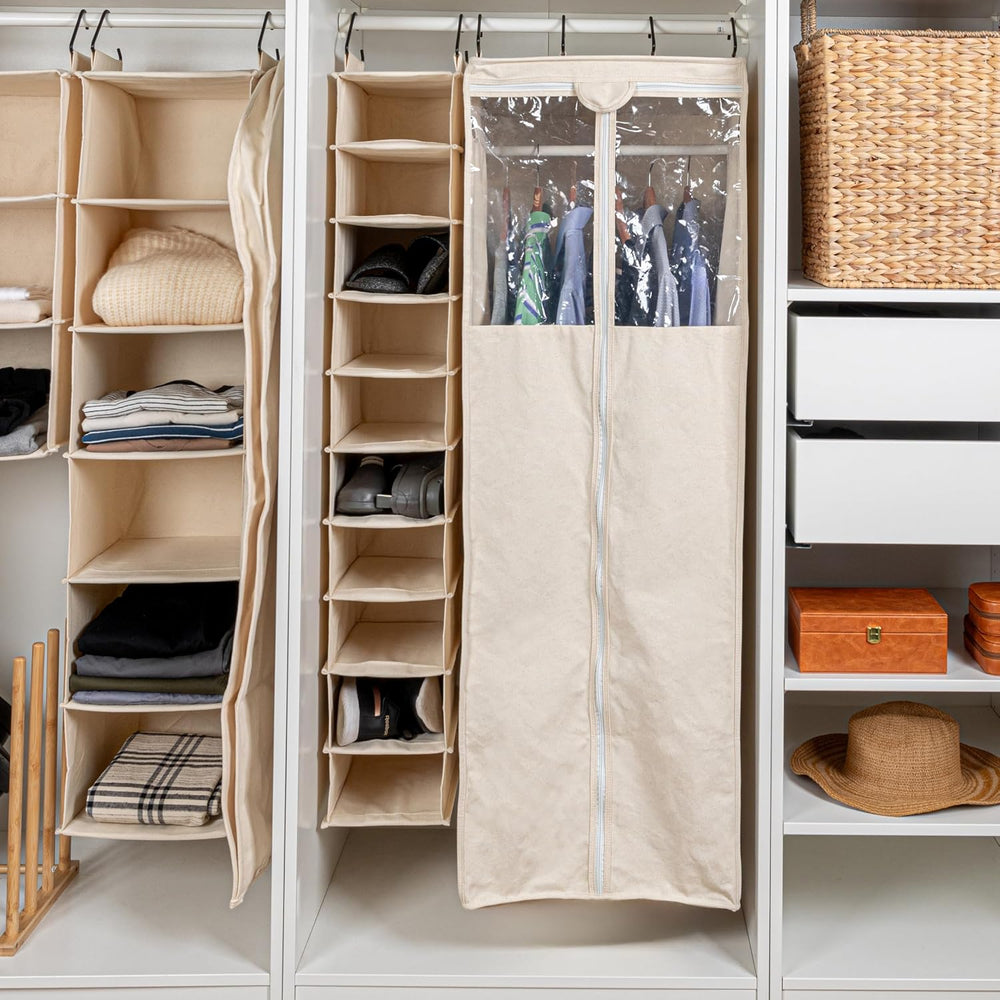 Household Essentials Hanging Shoe Organizer, 10 Wide Cubbies with Cedarline P...