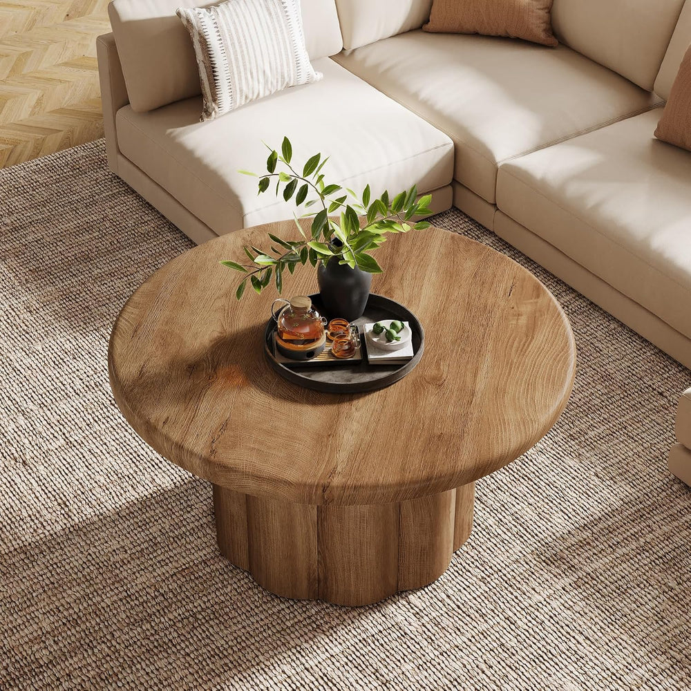Tribesigns 31.5" Round Coffee Table for Living Room, Farmhouse Circle Ce...