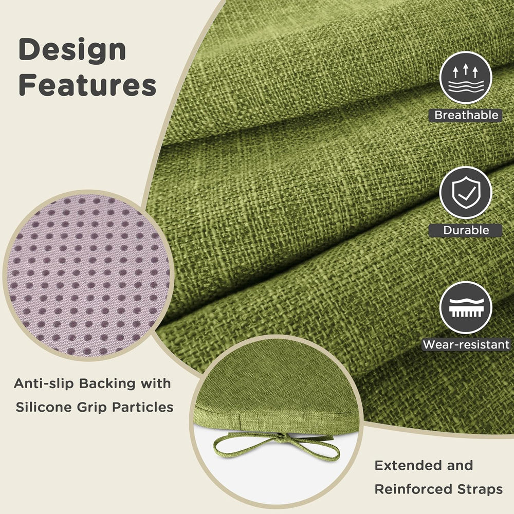 AddGrace Chair Cushions for Windsor Chairs Set of 6 Green 16.5"x15.5"