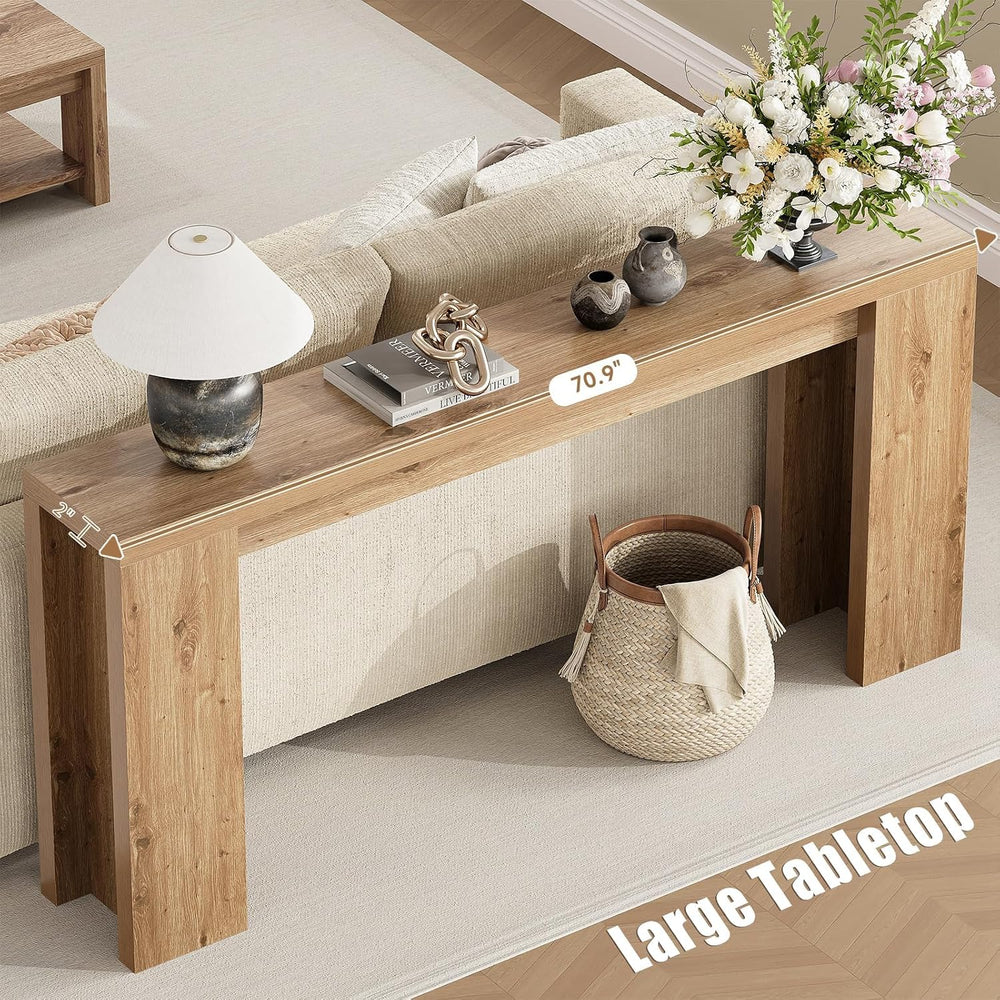karlott 70.9" Extra Long Console Table, Farmhouse Entryway Table, Brown ...