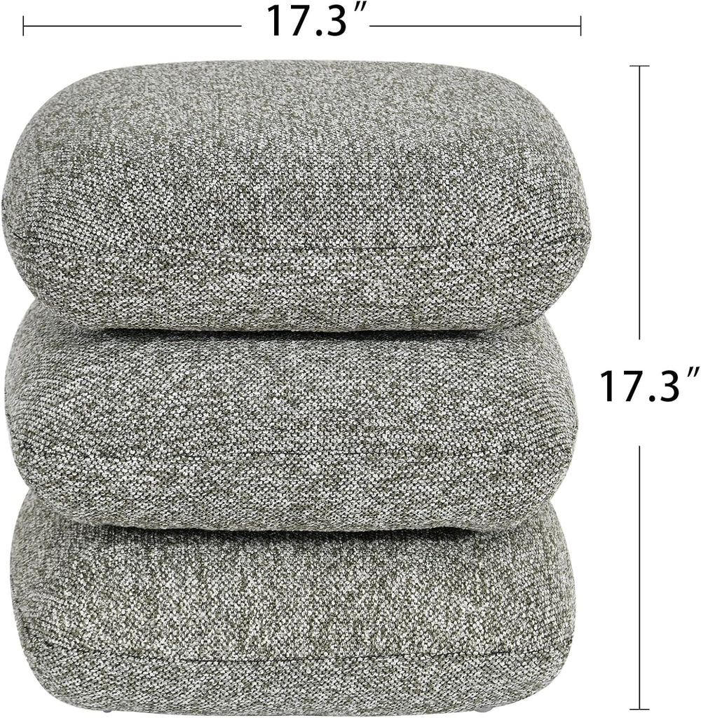 DUHOME 360°Swivel Upholstered Square Ottoman with Storage,Modern Boucle Ottom...