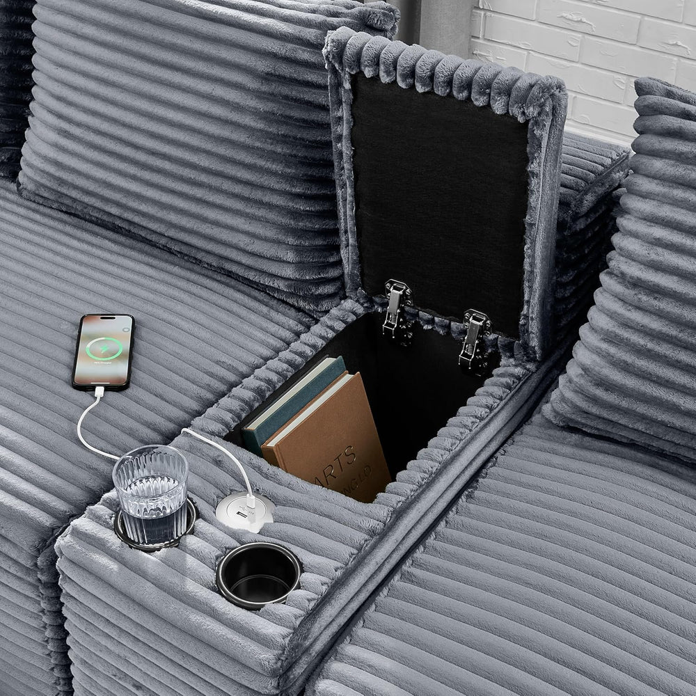 ERYE 127" U-Shaped Cloud Sectional Couch Oversized Modular Compressed Se...