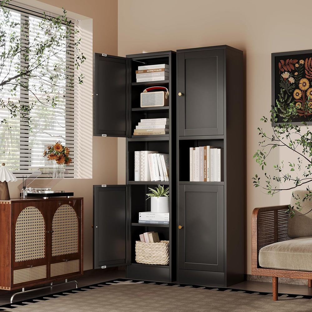 67" H Narrow Pantry Cabinet,Black Metal Cabinets,Slim Pantry Storage Cab...