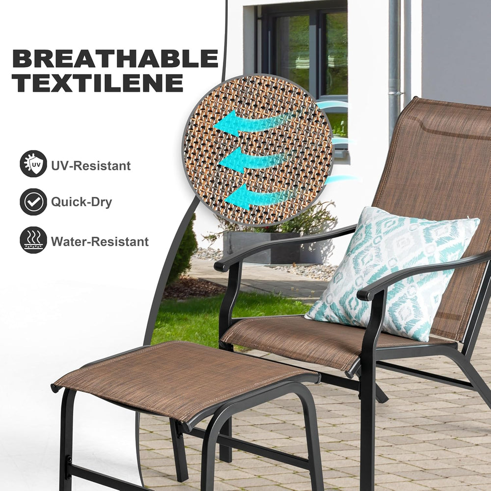 NUU GARDEN Patio Chaise Lounge Set of 3, 2 Textilene Patio Lounge Chairs with...