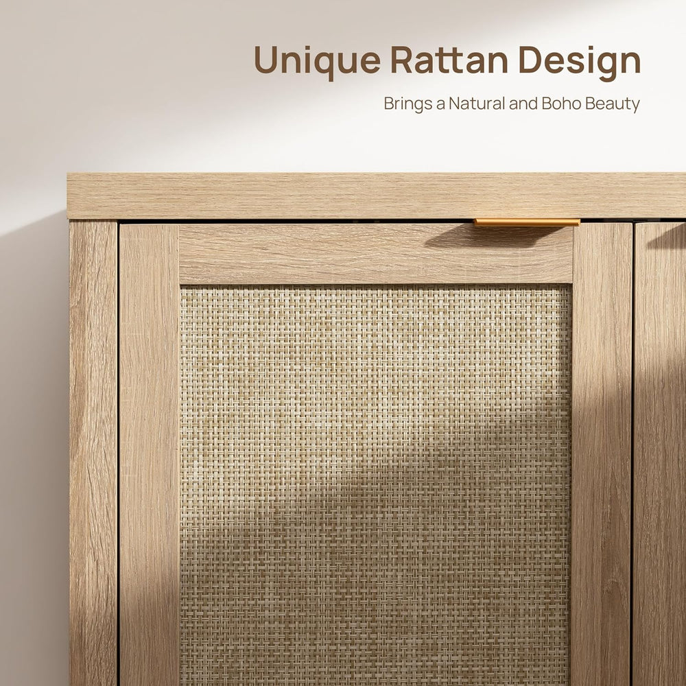 SICOTAS Rattan Sideboard Buffet Cabinet with Large Storage : Boho Credenza Co...
