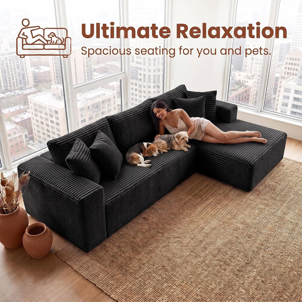 Couch Modular Sectional Sofa Cloud Couch | Oversized Deep-Seat Wide-Wale Cord...