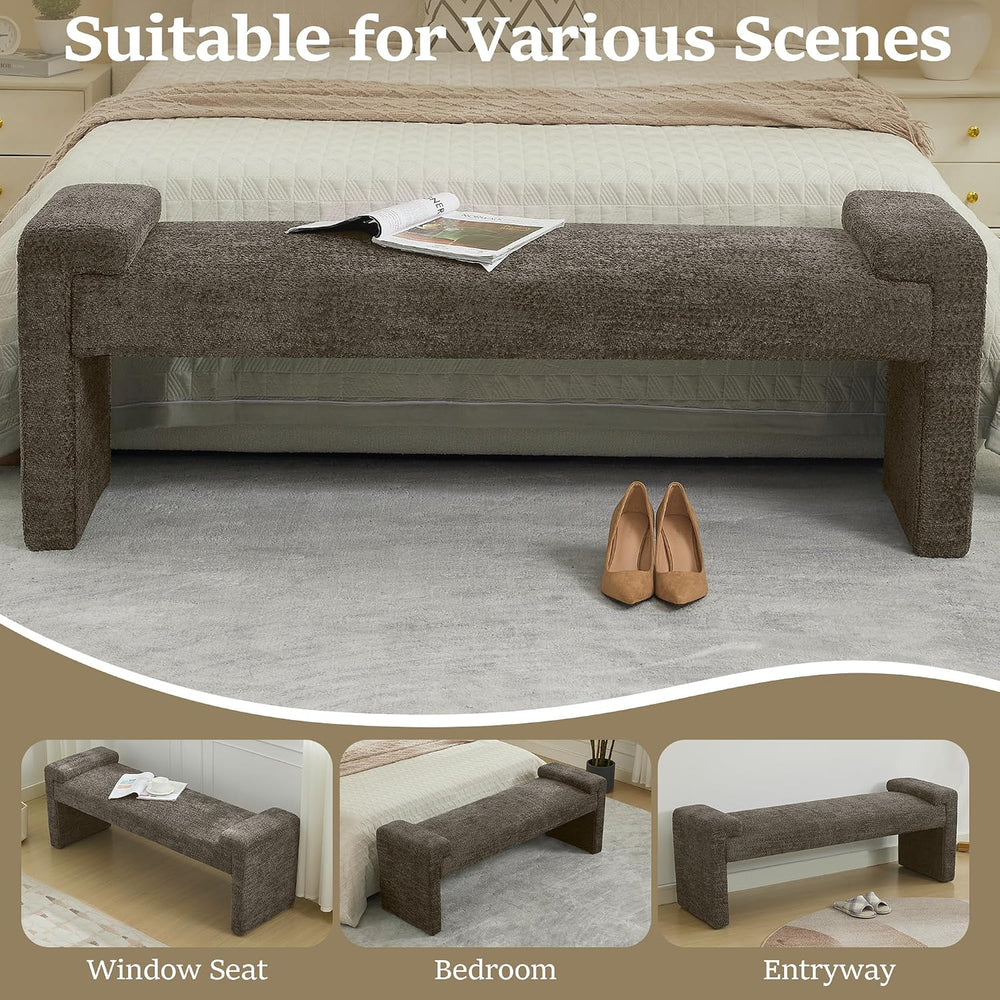 WUTUTUEE 58.7" End of Bed Bench Upholstered Modern Bedroom Bench for Liv...