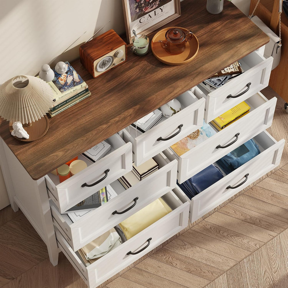 Gizoon Farmhouse 7 Drawers Dresser, White Chest of Drawers