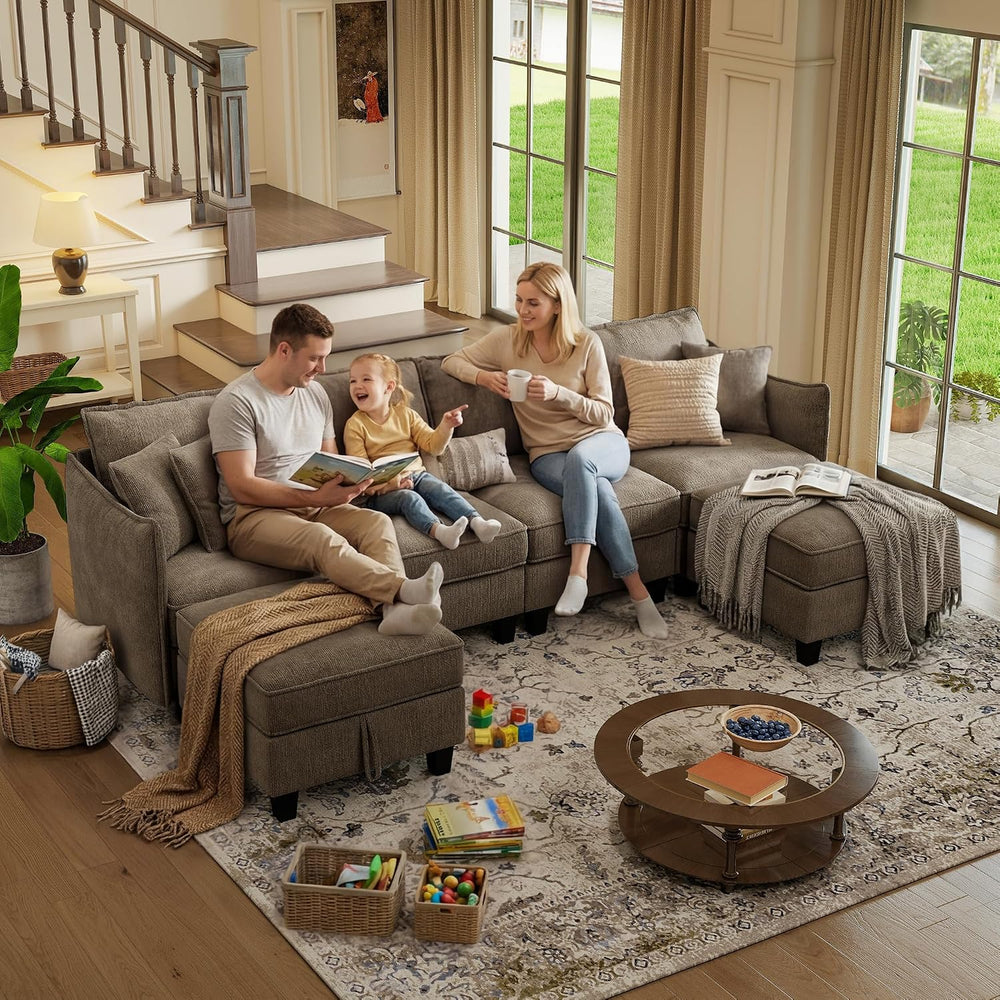 WorthFurni 112" Modular Sectional Sofa U Shape Couches with Storage Otto...
