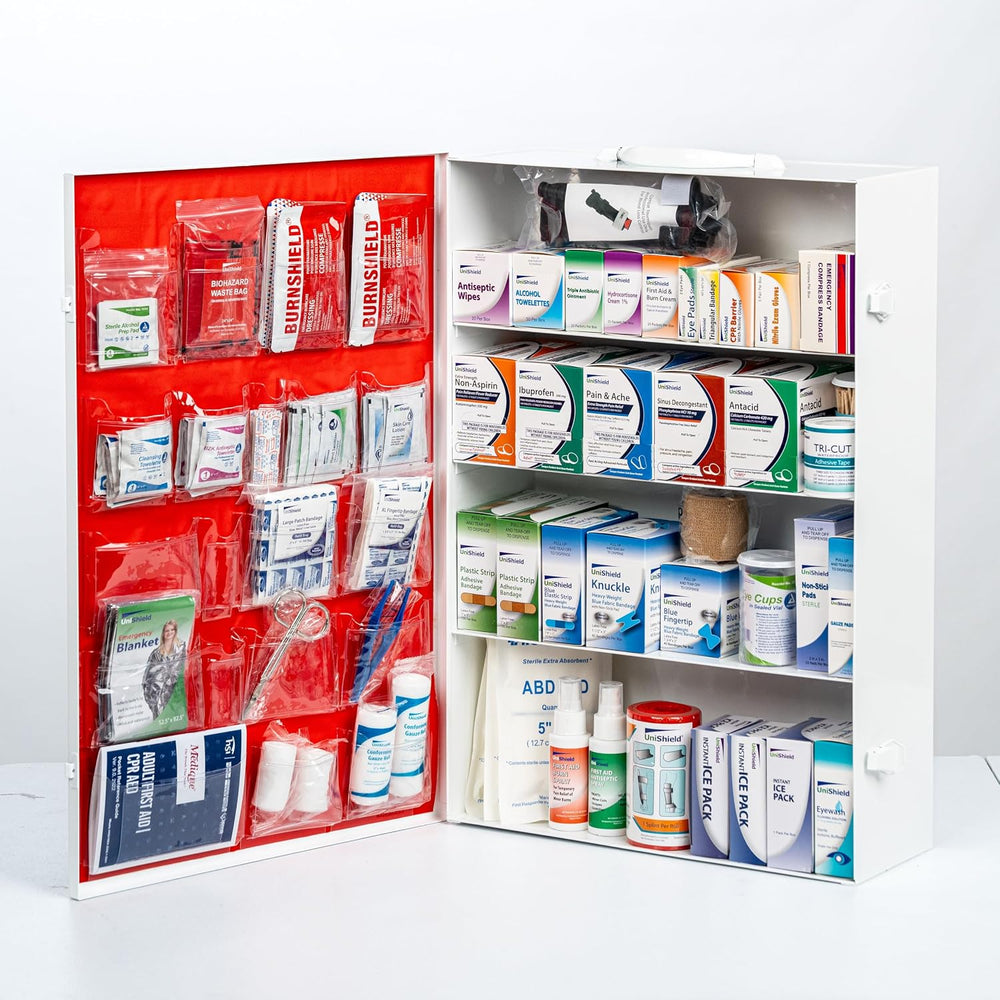 4-Shelf Restaurant Metal 1st Aid Cabinet Class B, Large Capacity First Aid Wa...