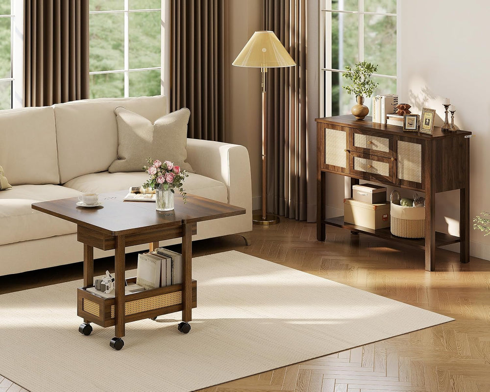 YOSHOOT Flip Top End Table with Charging Station, Narrow Side Table | 13"...