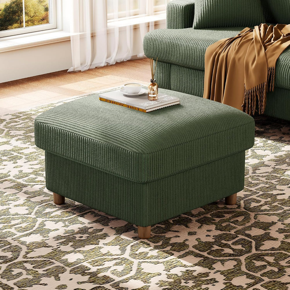 Kidirect Corduroy Ottoman with Storage, 25" Oversize Ottomans, Tool-Free...