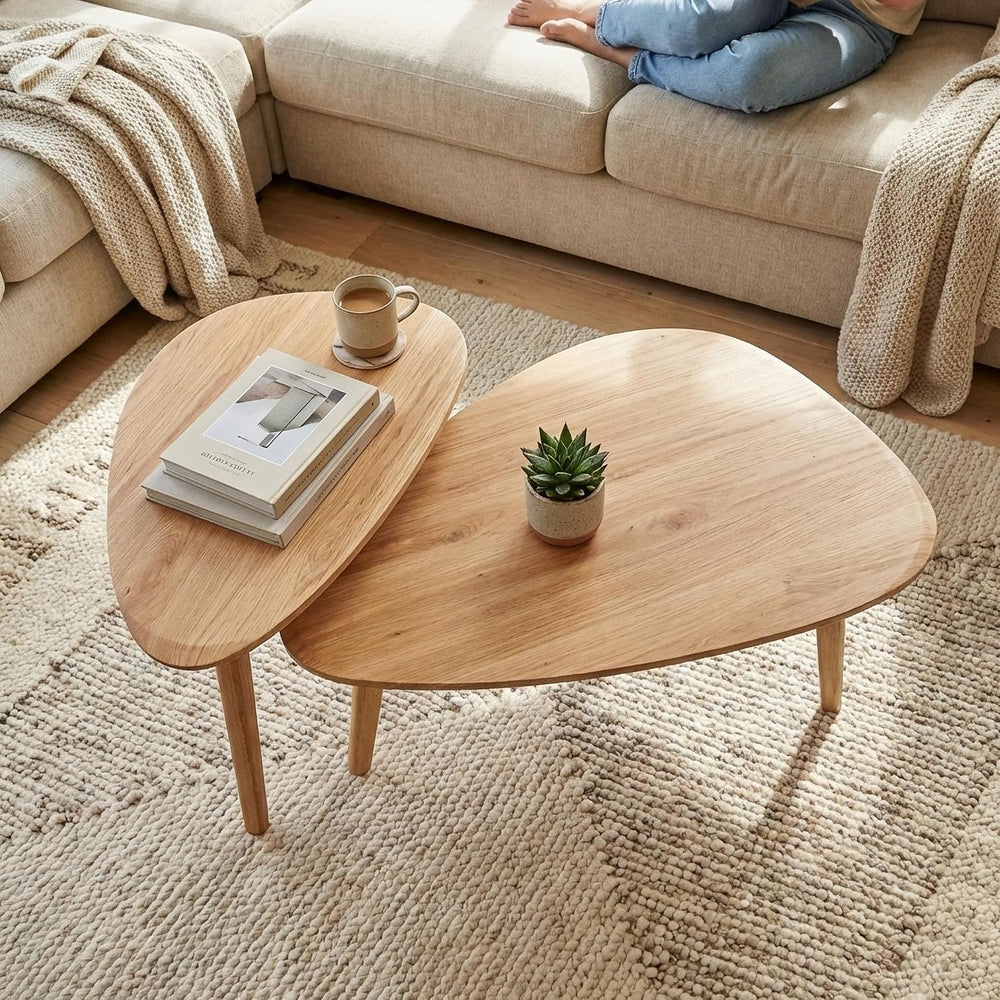 Nesting Coffee Table Set of 2-Mid Century Modern Coffee Table | Guitar Pick S...