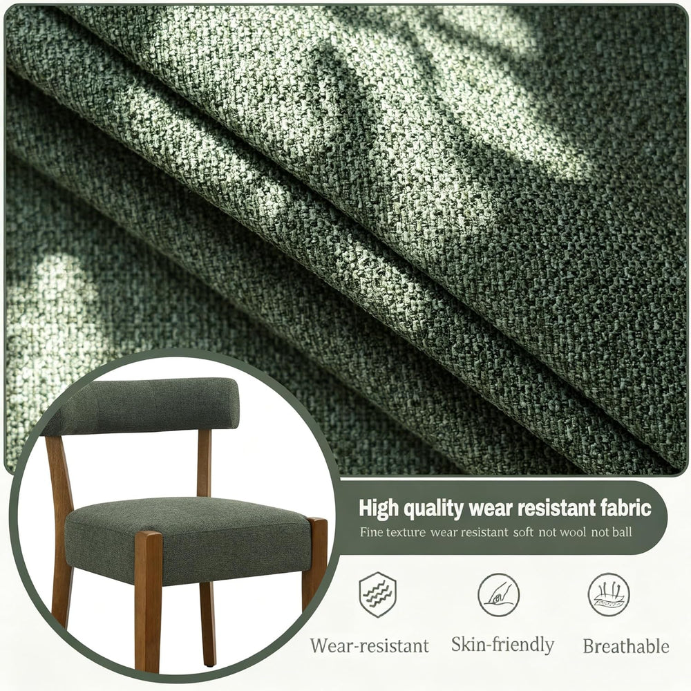 RNKSFX Upholstered Green Dining Chairs Set of 6, Walnut Wooden Kitchen & ...
