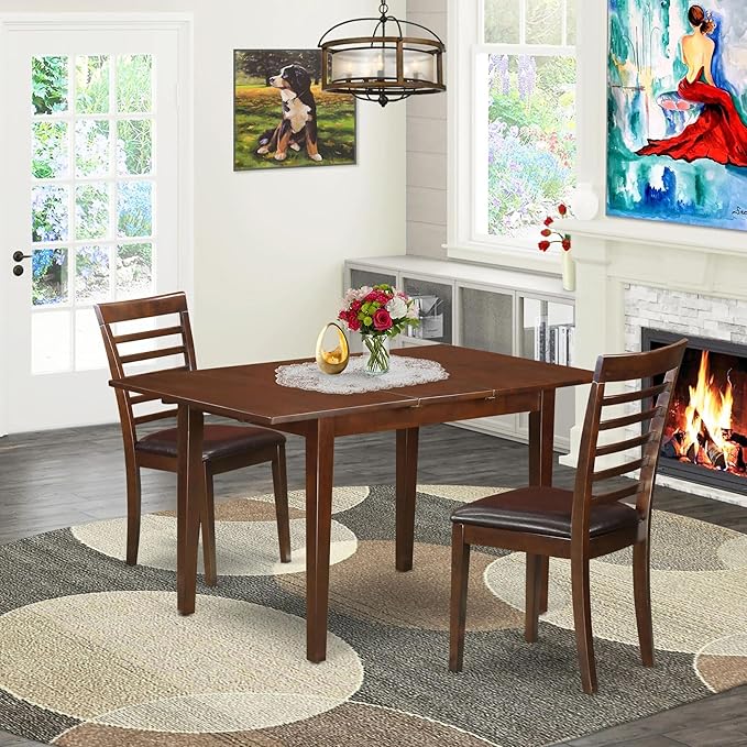 East West Furniture NOML3-MAH-LC 3 Piece Dining Table Set Contains a Rectangl...