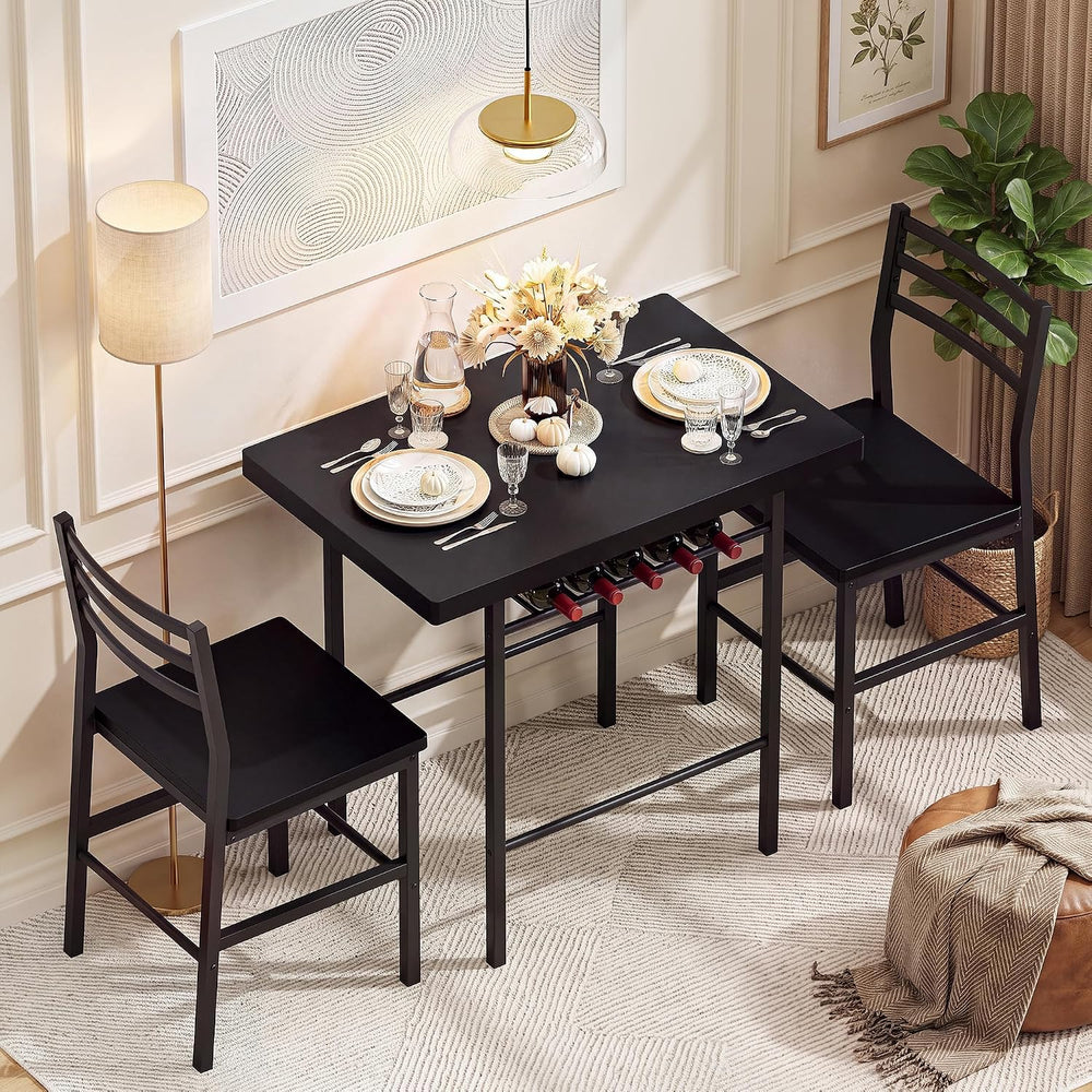 Furmax 3 Piece Kitchen & Dining Room Set, Dining Table Set for 2, Black |...
