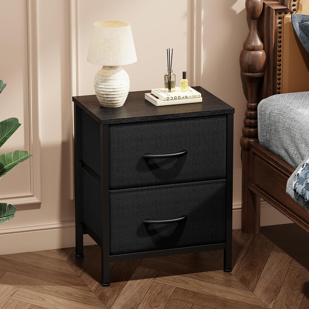 Sweetcrispy Nightstands Set of 2 with 2 Storage Drawer, Small Bedside Table