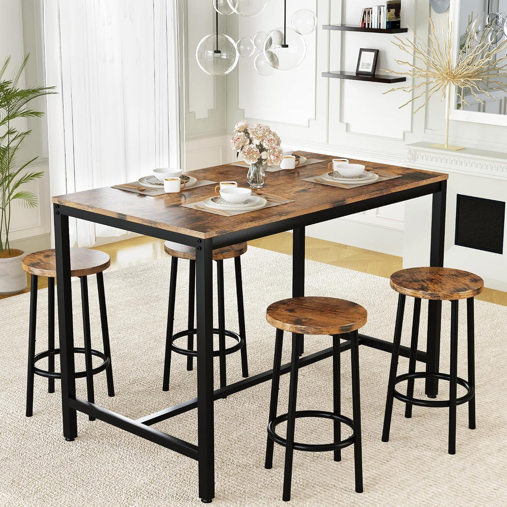 Lamerge Bar Table Set,Industrial Bar Table and Chairs Set,5 Pcs Dining Table ...