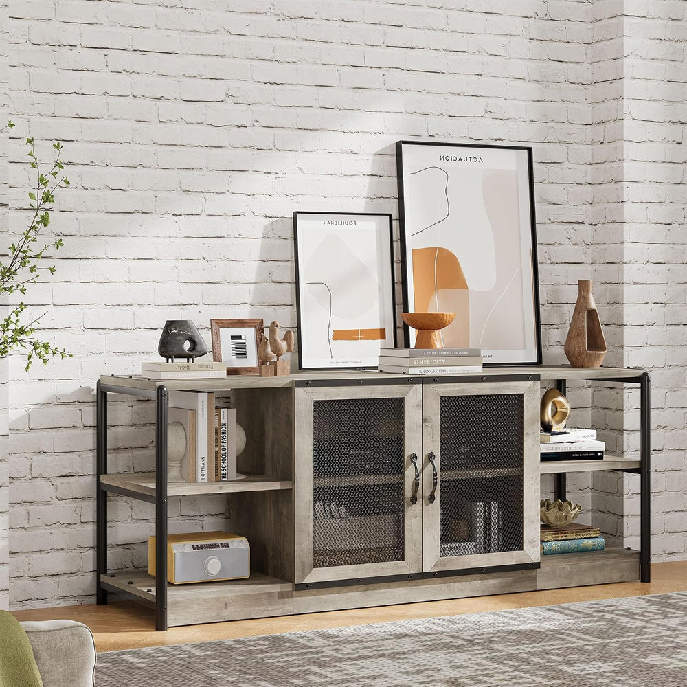 Amyove TV Stand for 65+ Inch TV, Industrial Entertainment Center TV Media Con...