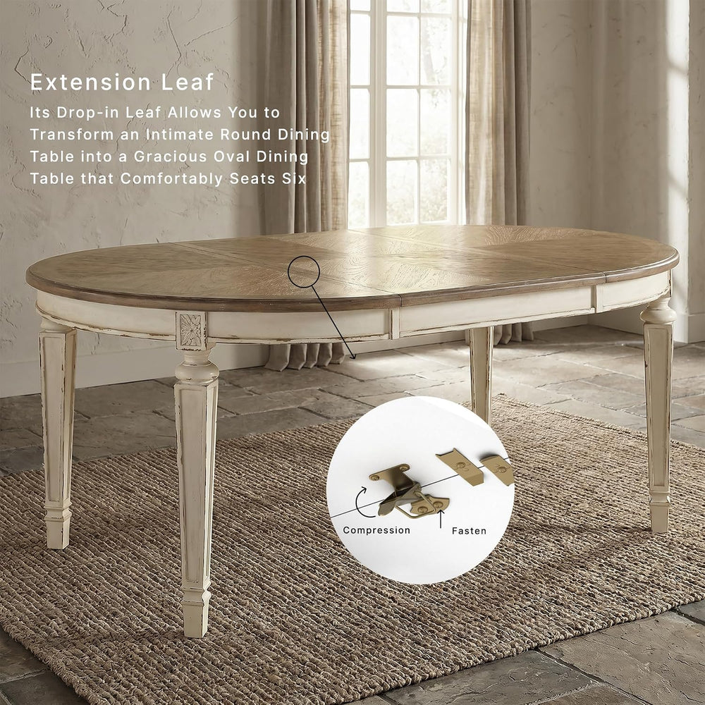Signature Design by Ashley Extendable Round to Oval Dining Table, White