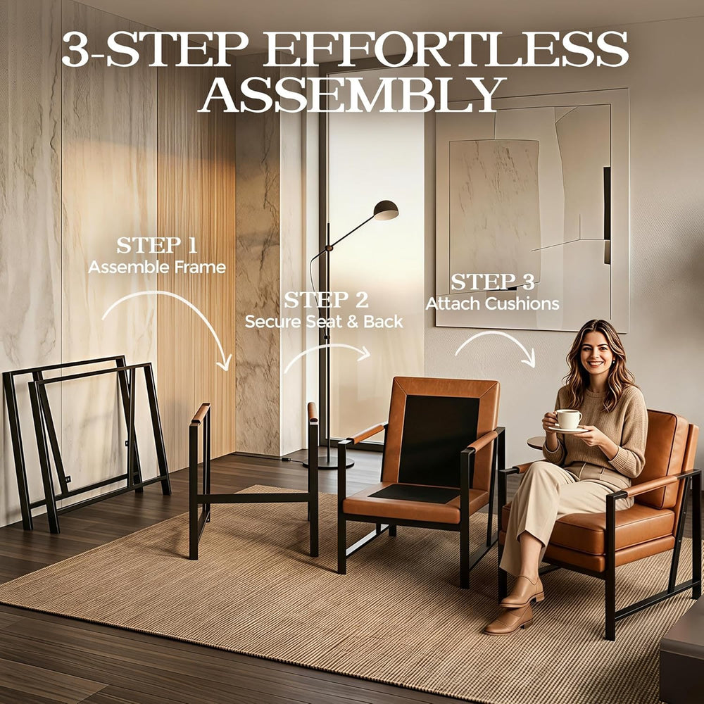 Yaheetech Mid-Century Modern Accent Chairs Set of 2, Light Brown | Oversized ...