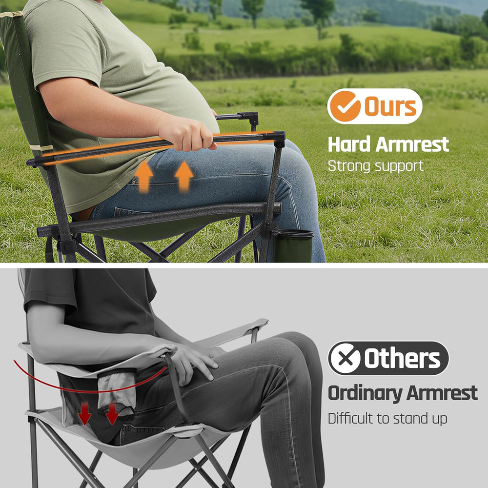 2 Pack Oversized Heavy Duty Camping Chairs for Adults 400LBS Capacity | Porta...