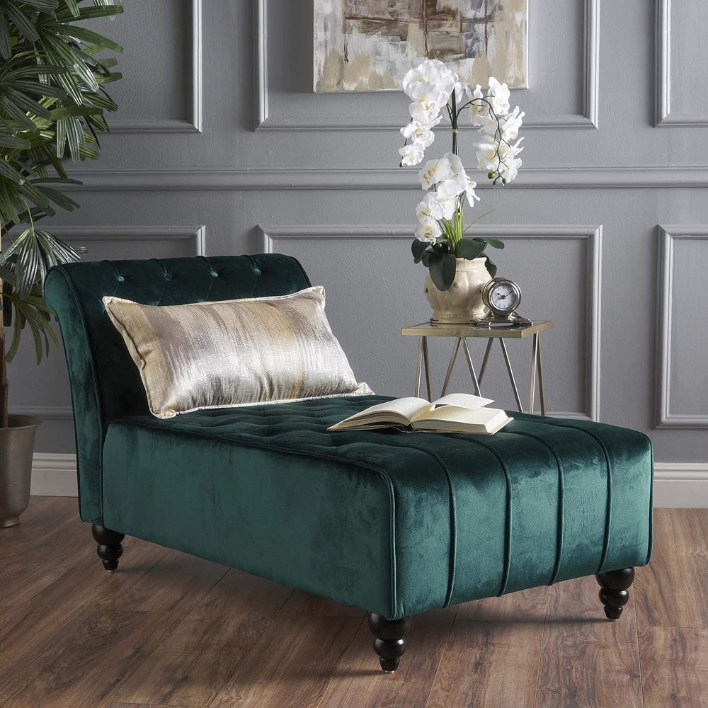 Christopher Knight Home Rafaela Modern Glam Tufted Velvet Chaise Lounge with ...