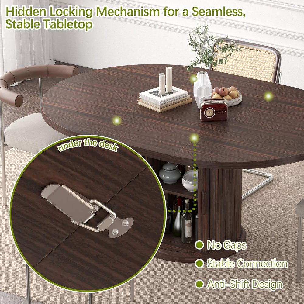 47.2"–63" Extendable Dining Room Table for 4–8, Round‑to‑Oval Expan...