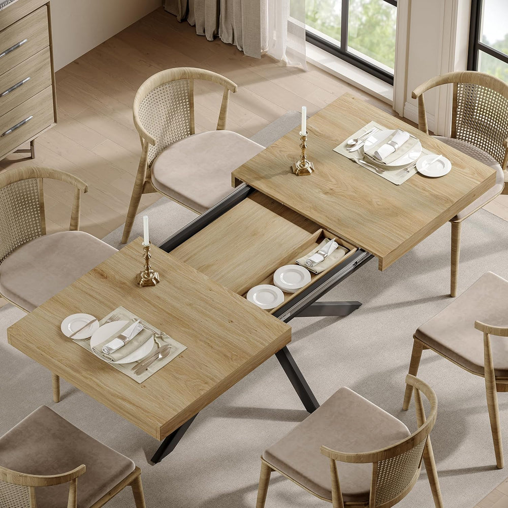 MECHYIN 55''-70.9'' Extendable Dining Room Table for 4-6-8, R...