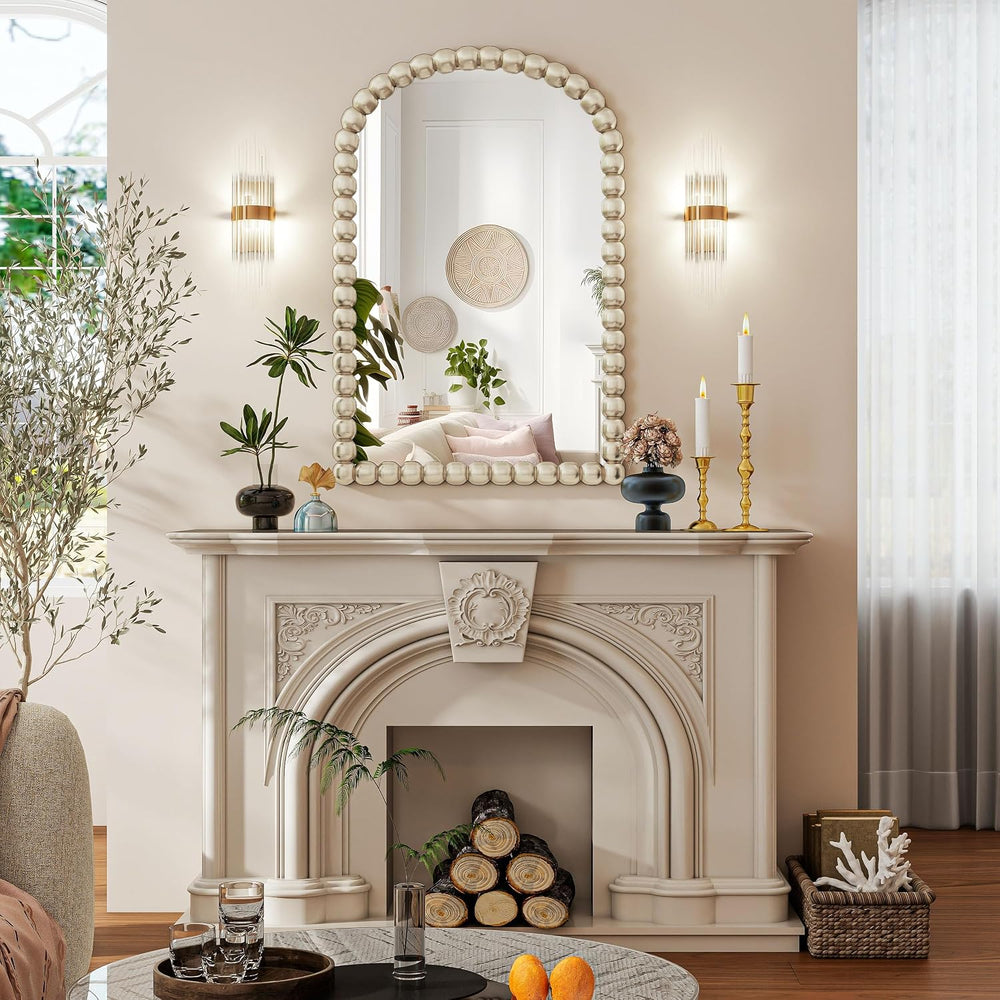 24x36 Inch Silver White Arched Vanity Wall Mounted Mirror
