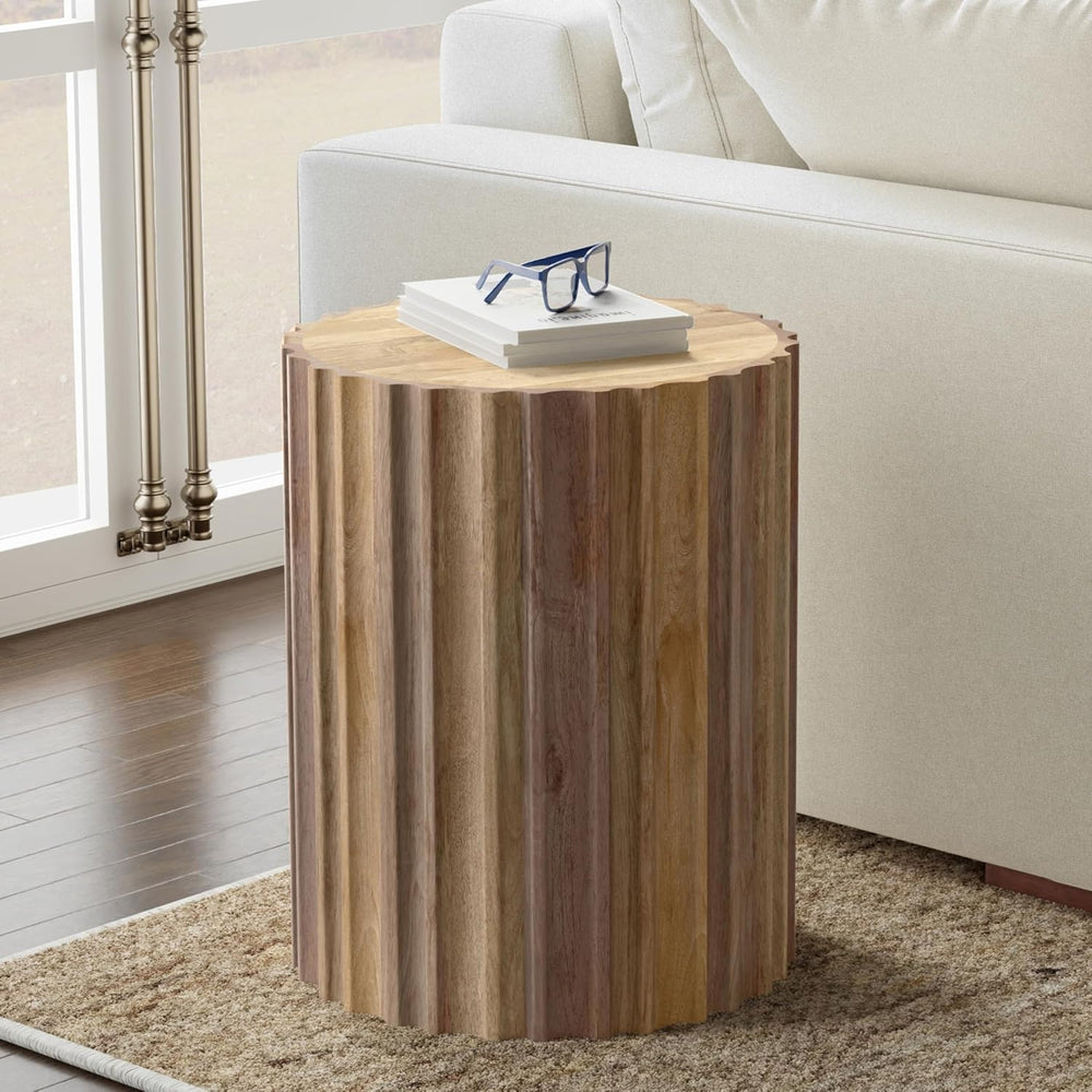SIMPLIHOME Rolf Side Table - 16 inch Wide Solid Mango Wood End Table in Natur...