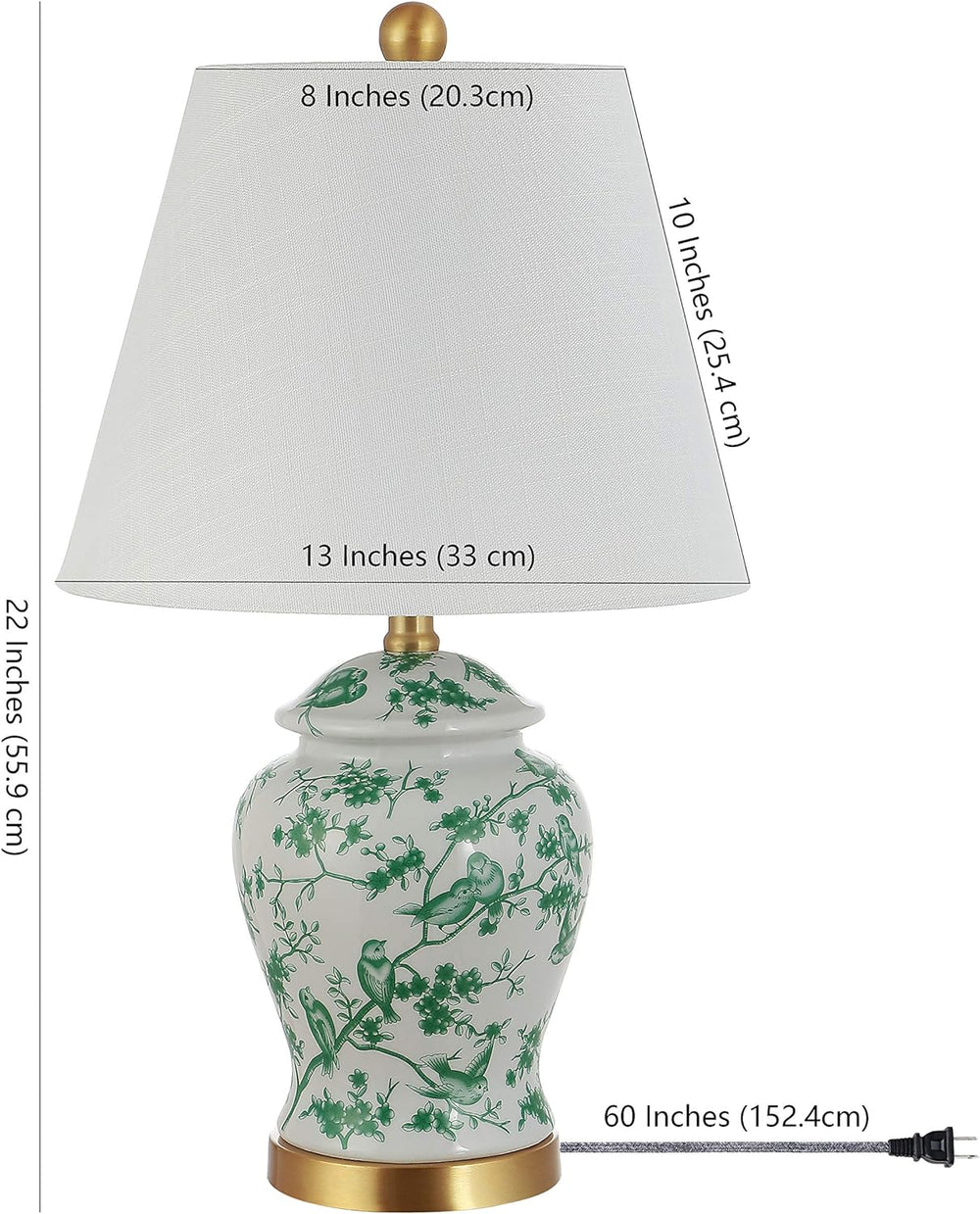 JONATHAN Y Penelope Ginger Jar 22" LED Table Lamp, White/Green