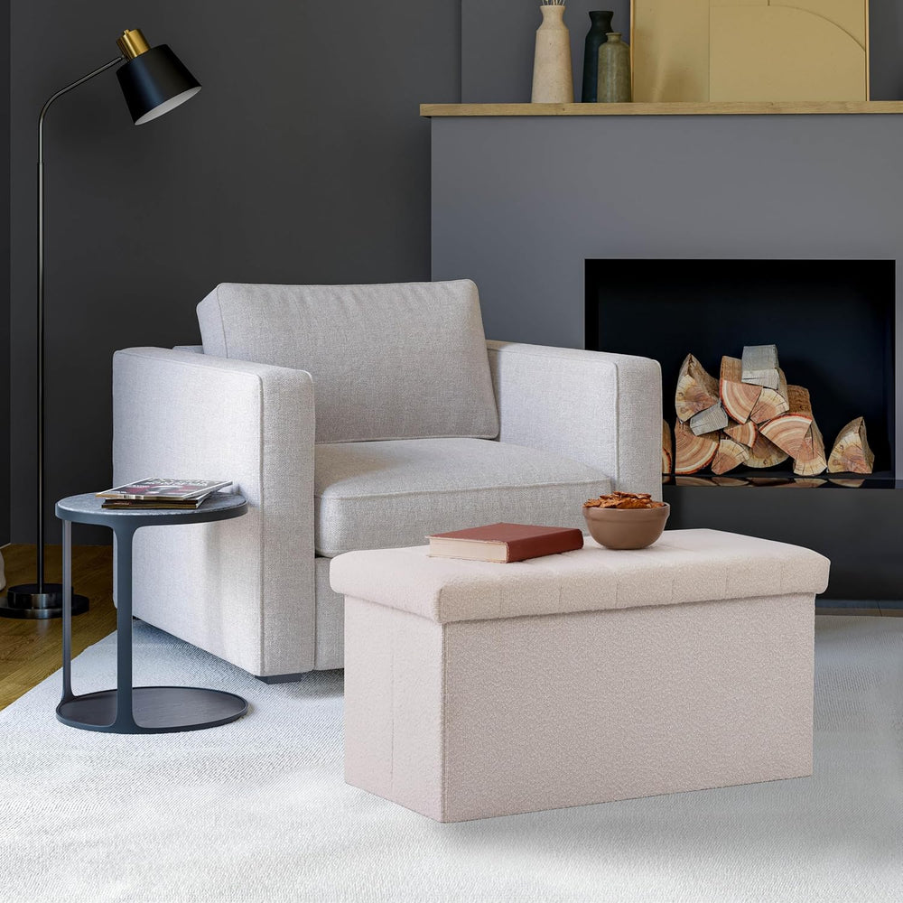 Seville Classics Cushioned Fabric Ottoman Hidden Storage Chest Footrest Chair...