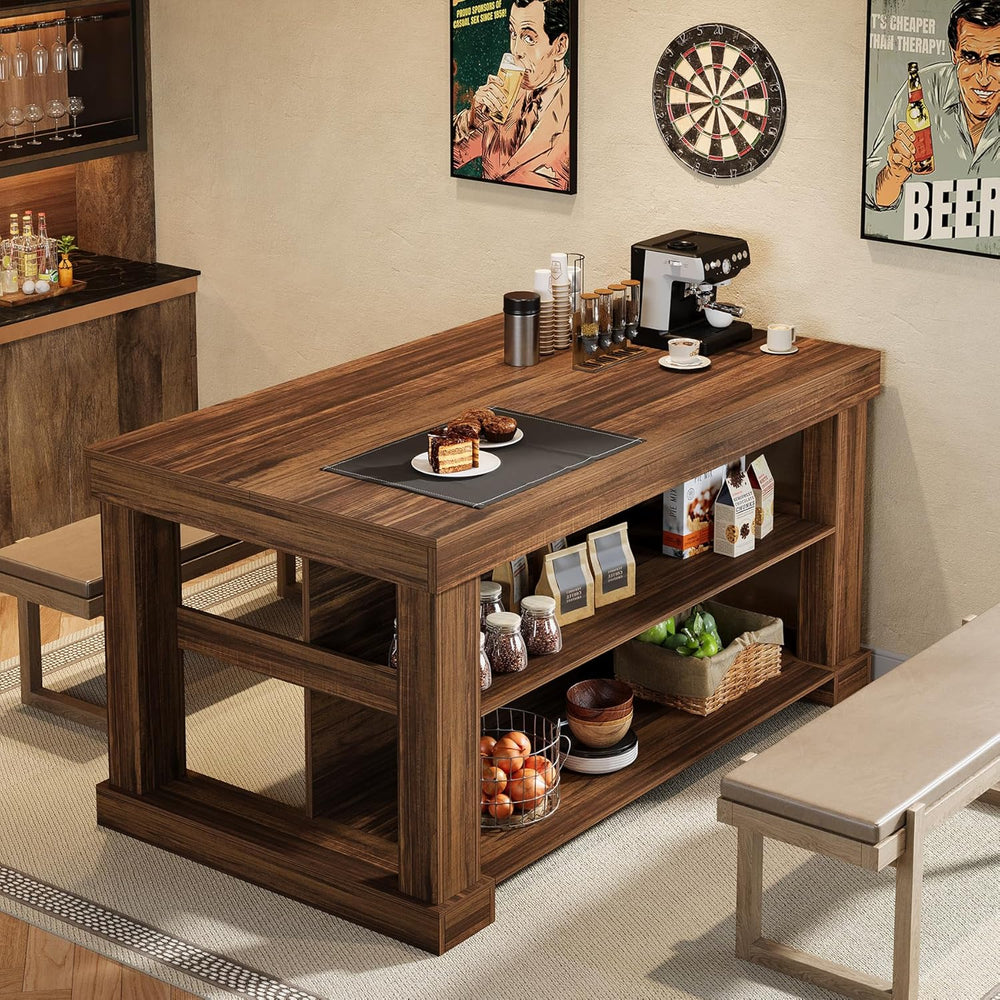 Tribesigns 55-Inch Dining Table for 6, Rectangular Counter Height Dining Tabl...