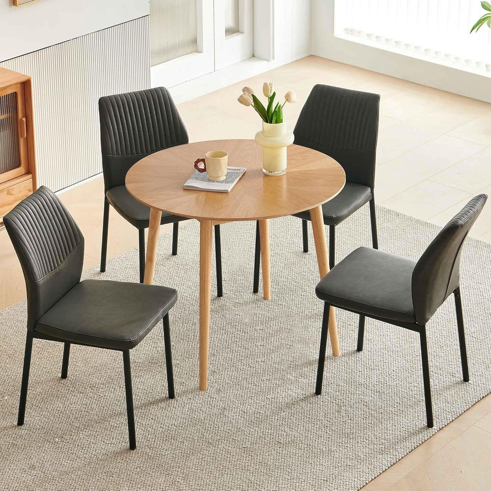 35'' Round Dining Table Set for 4 with Chairs, Mid Century Modern Rou...