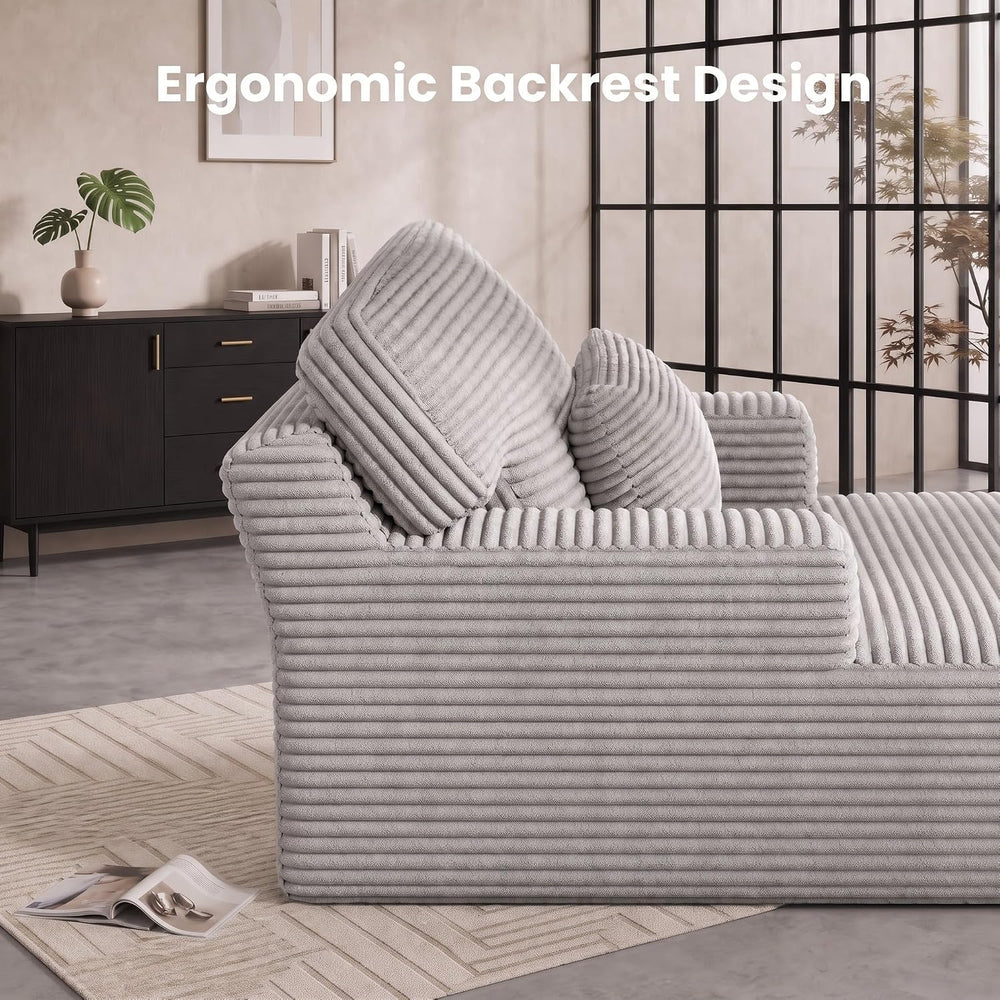 COPIAE Oversized Corduroy Chaise Lounge Chair, Plush Upholstered Sleeper Chai...