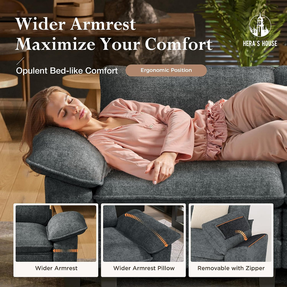 HERA'S HOUSE 3 Pieces Modular Cloud Couch and Chair Set Setional Sofa | M...
