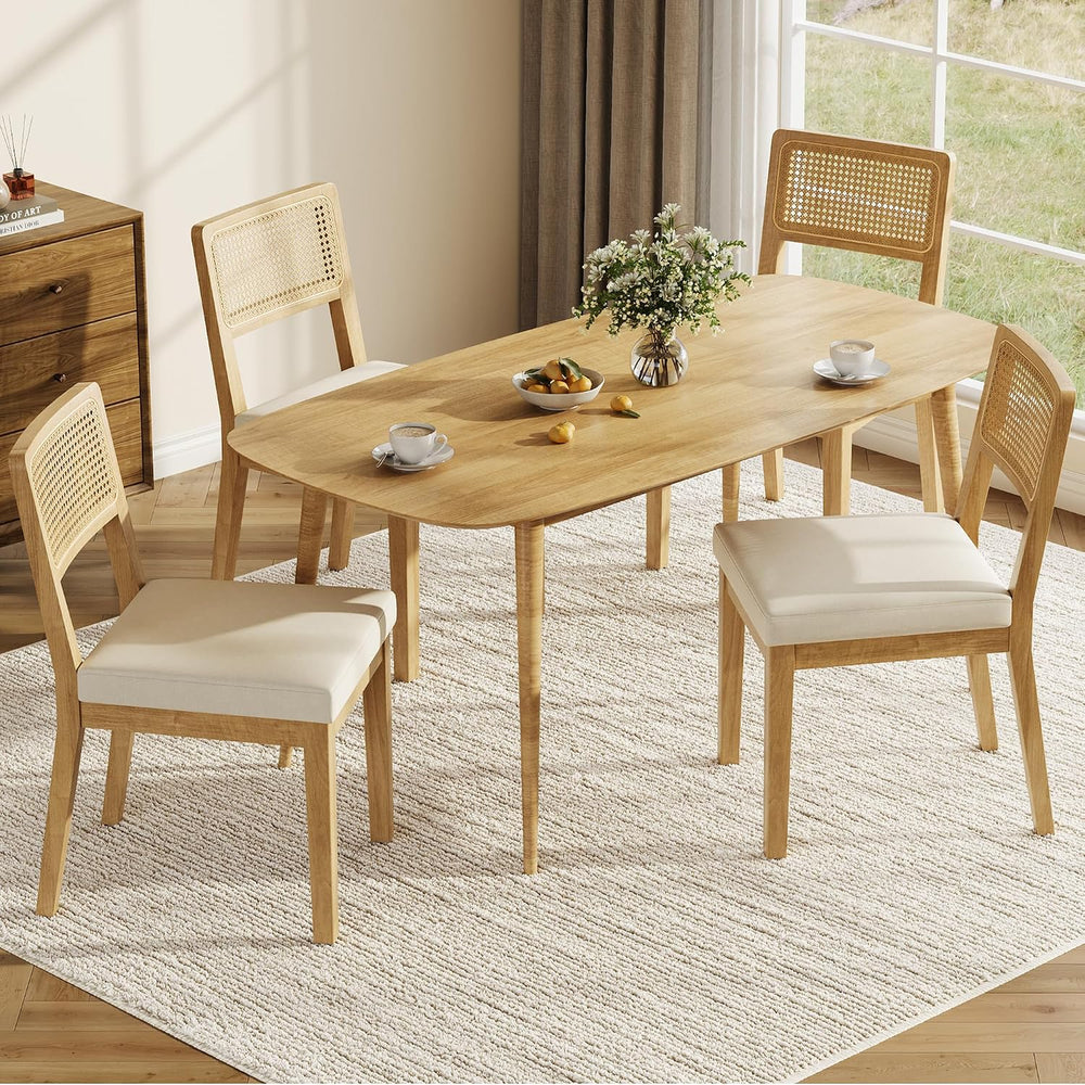 Garvee Rattan Dining Chairs Set of 4, French Country Upholstered Dining Chair...