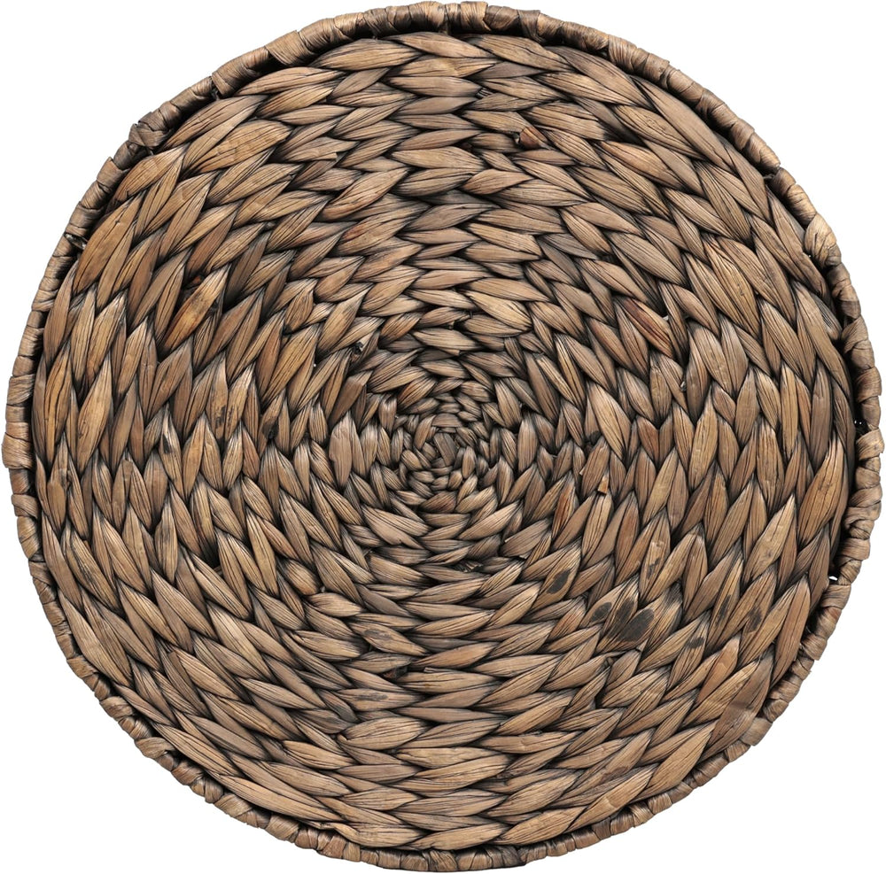 JONATHAN Y Natura 19" Handwoven Water Hyacinth Round Side Table, with Ho...