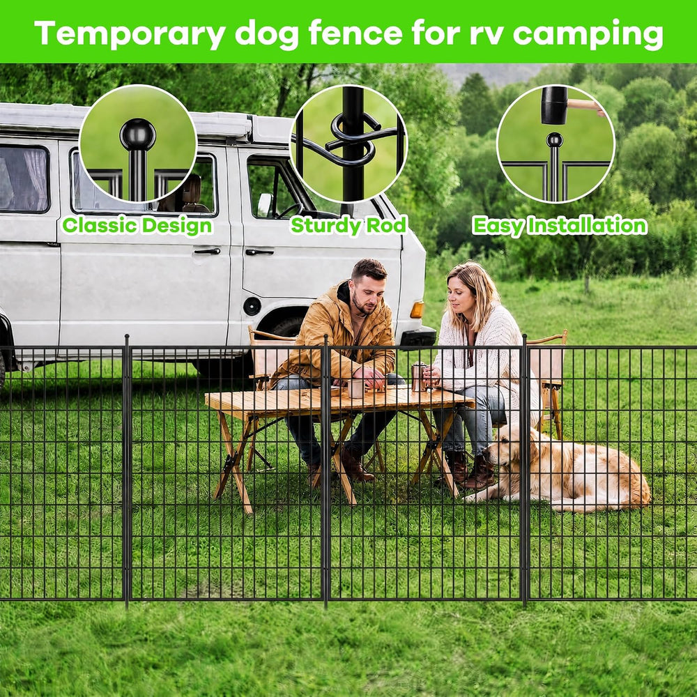 Garden Fence, 24in(H) x 23.6ft(L) 10 Pack Garden Fencing Animal Barrier, Meta...