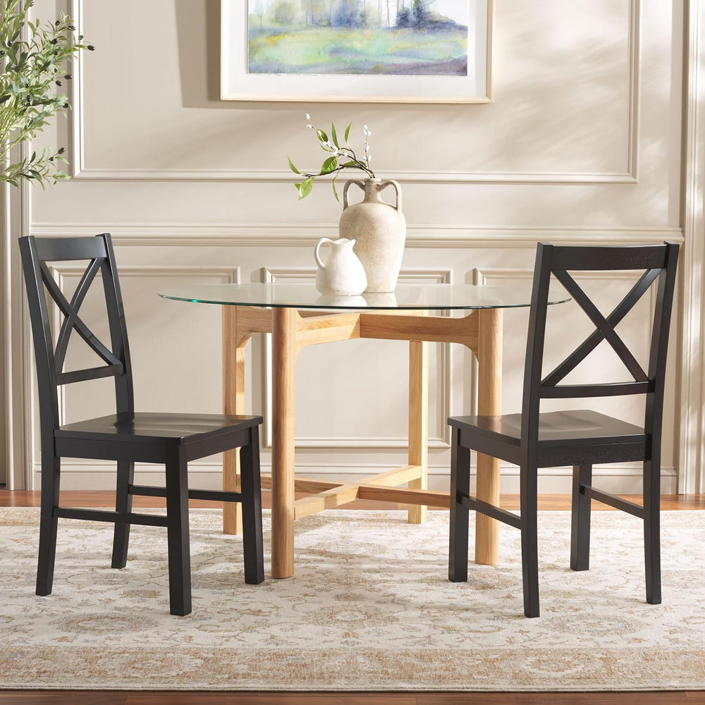 SAFAVIEH Home Collection Akash Farmhouse Black Dining Chair Set of 2