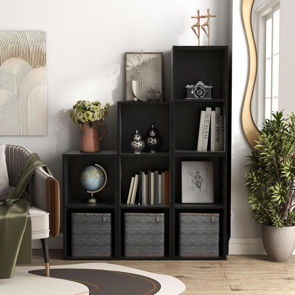 Homes: Inside + Out Apexa 3-Cube Storage Organizer Shelves, Stackable Wood Bo...