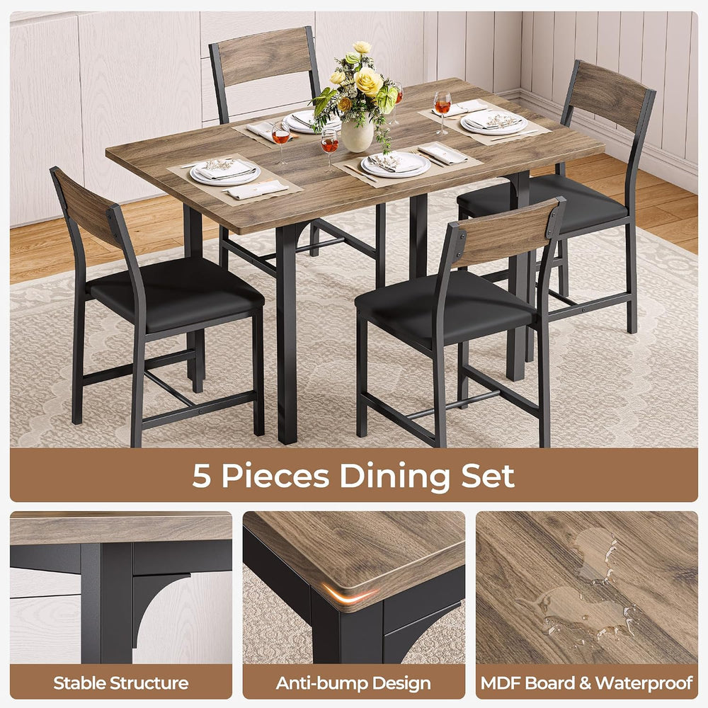 IRONCK Dining Table Set for 4, Extendable Kitchen Table Chairs Set of 4 | Din...