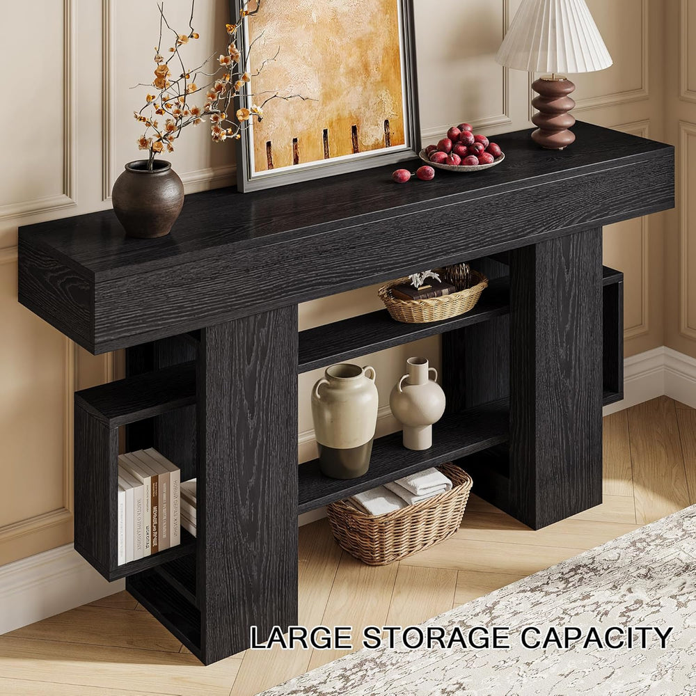 Einhomn 63 Inch Long Console Table for Entryway, Modern Wooden Sofa Table Beh...