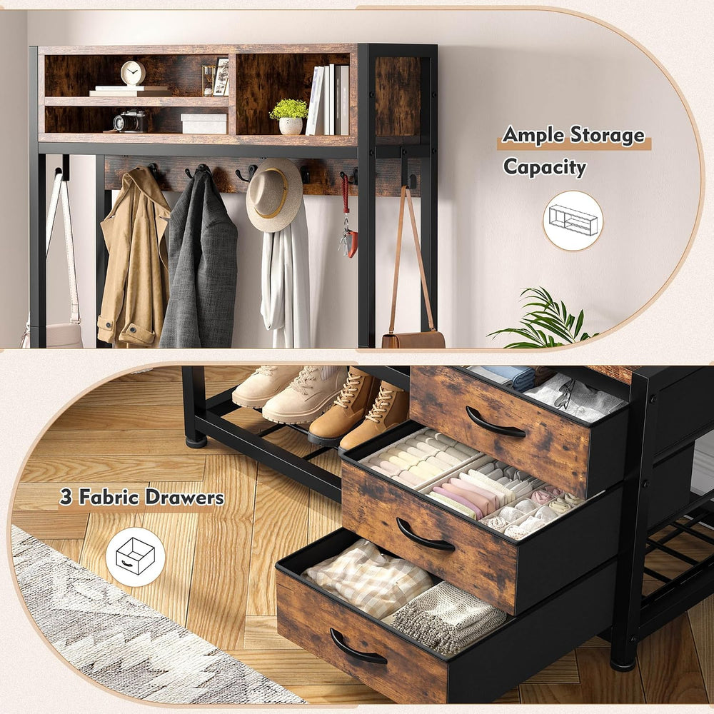 Raybee Hall Tree with Bench and Shoe Storage, 31.5” Entryway Cabinet
