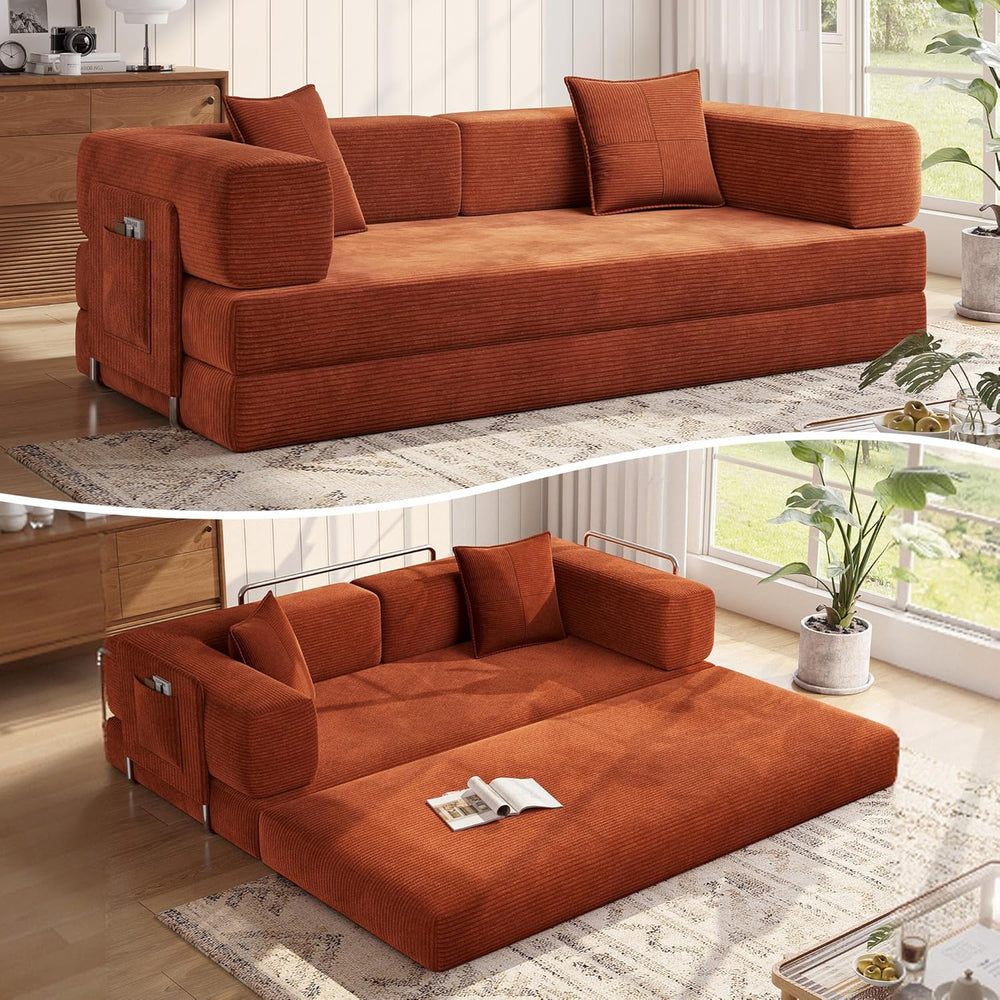 MoonSpeak 78.8'' Futon Sofa Bed, Couches for Living Room | Corduroy C...