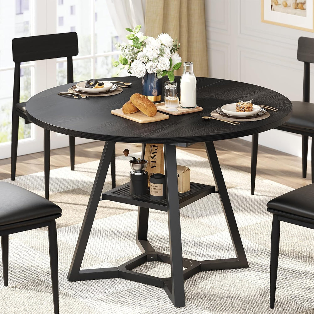 knoworld 47" Round Dining Table for 4, Kitchen Tables Dining Room Circle...