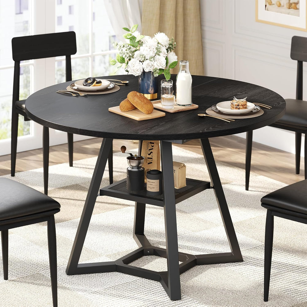 knoworld Round Dining Table for 4, Kitchen Tables Dining Room Circle Dinner T...